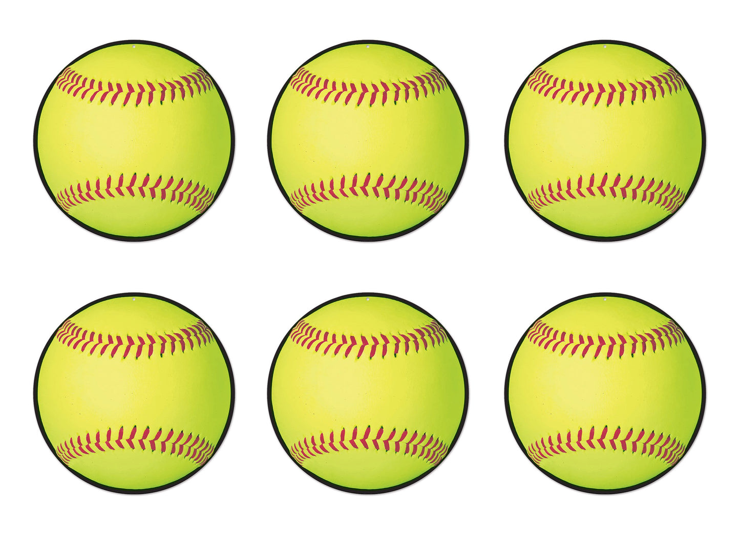 Beistle 54765, Yellow , 6 Piece Softball Cutouts, 10