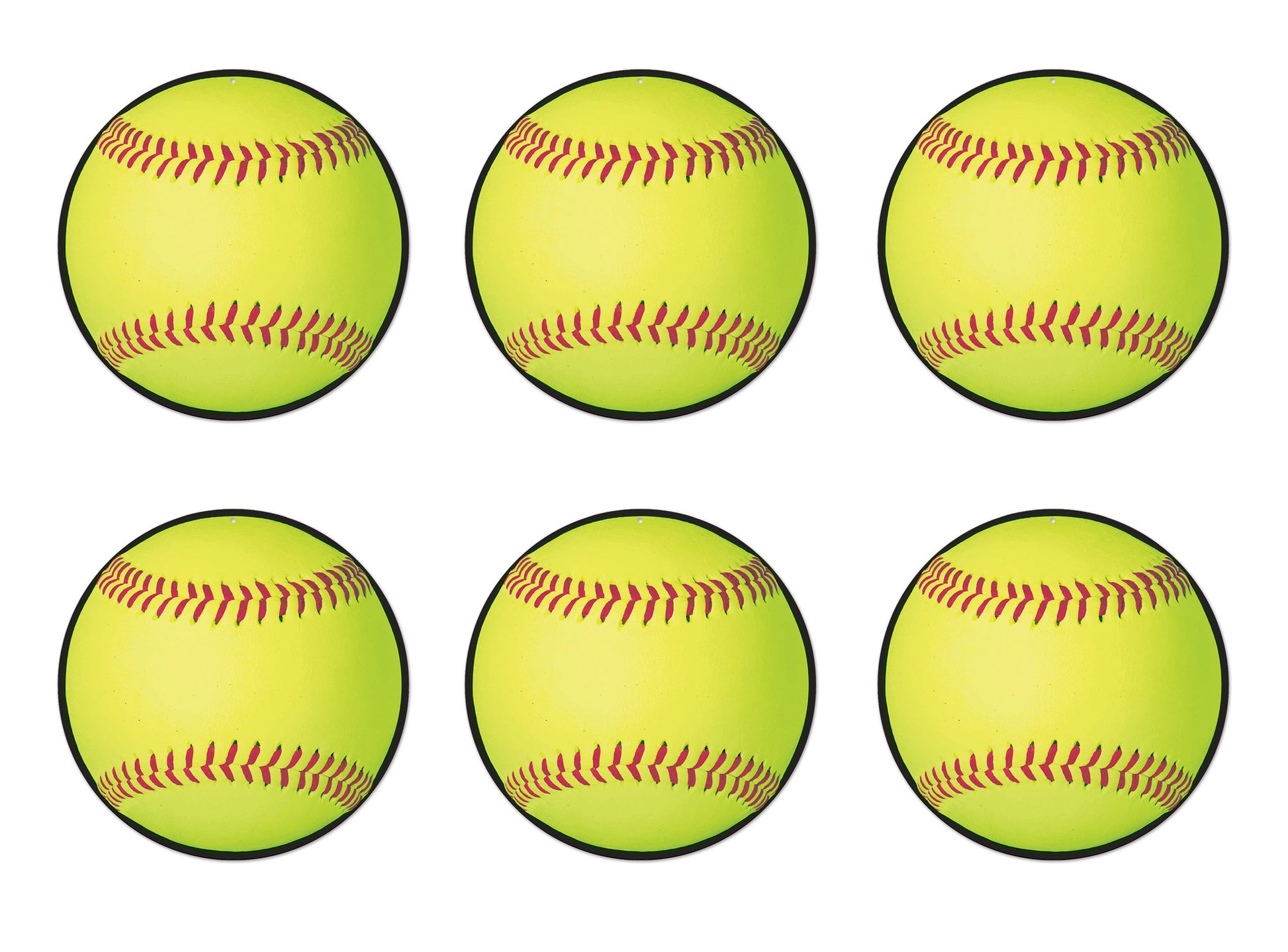 Beistle 54765, Yellow , 6 Piece Softball Cutouts, 10