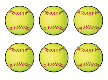 Beistle 54765, Yellow , 6 Piece Softball Cutouts, 10