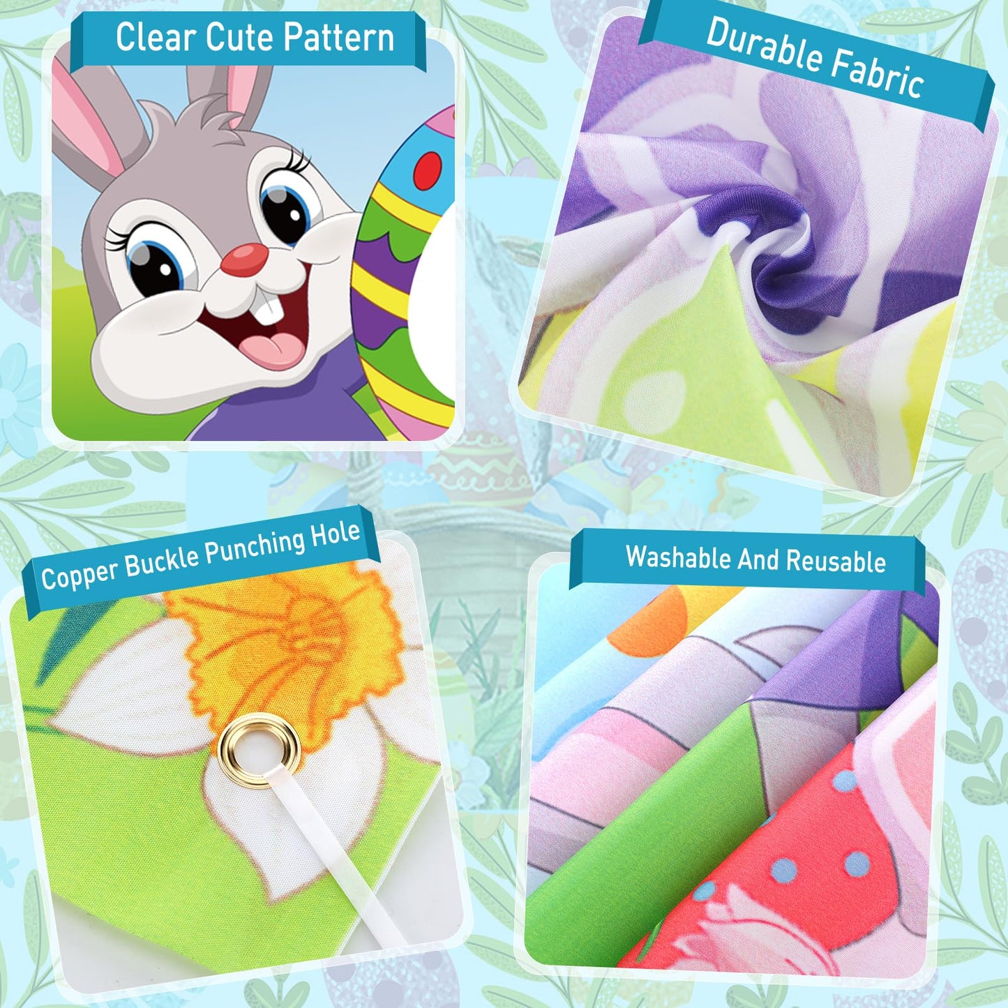 JellyArch 34 Pcs Easter Outdoor Toss Party Games Includes Potato Sack Race Jumping Bags Egg Spoon Race Inflatable Bunny Ring Tos