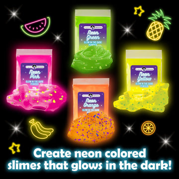 Original Stationery Tropical Glow In The Dark Slime Kit To Make Neon Crunchy Slime, Floam, Jelly Cube And Rainbow Slime, Fun Slime Kit For Girls 10-12