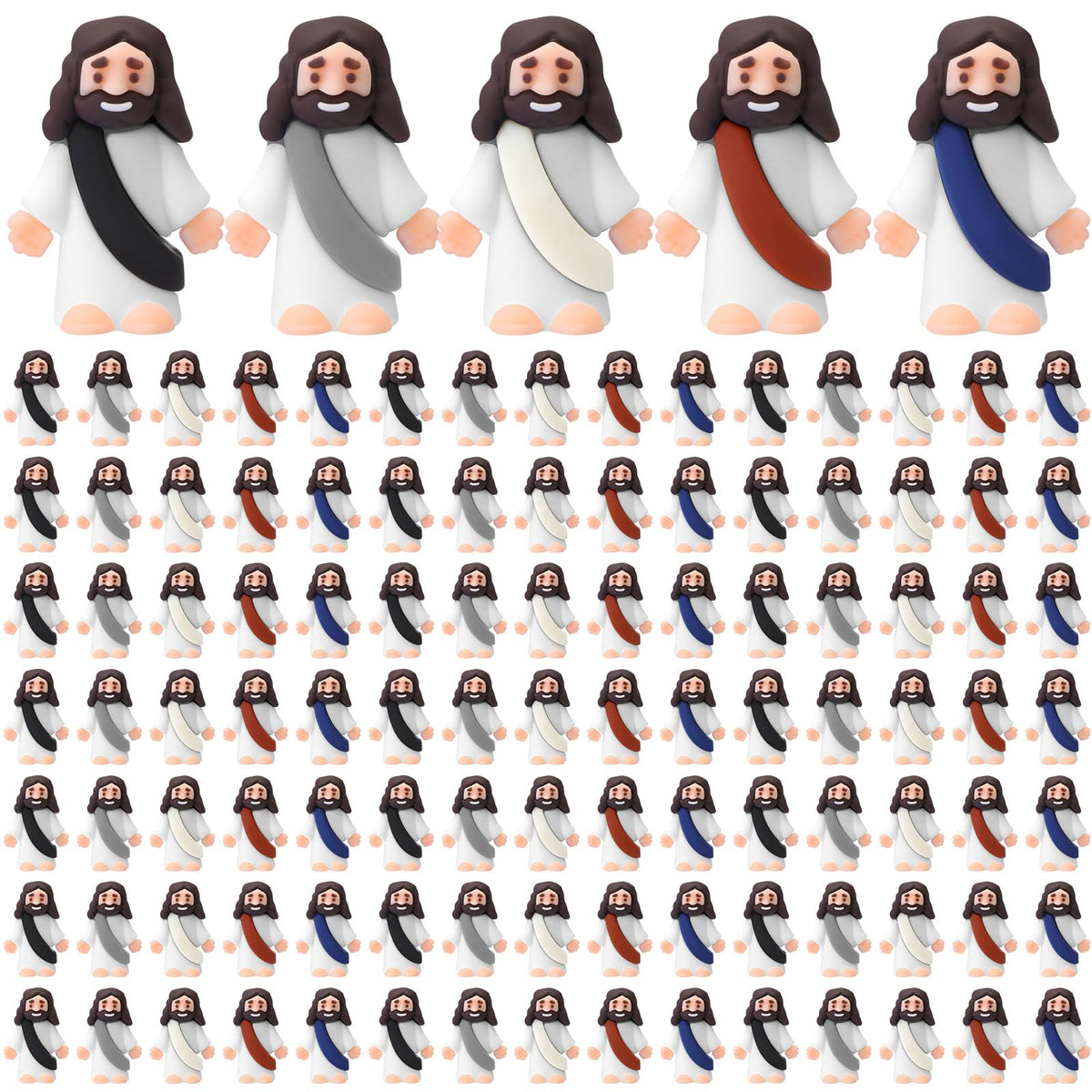 Bememo 100 Pcs Jesus Toys Original Design Mini Rubber Little Jesus Figurine To Hide And Seek Religious Party Favors Sunday Schoo