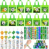 Winrayk 12 Set Soccer Party Favors Sports Birthday Supplies Kids, Non Woven Gift Bags Slap Bracelet Keychain Tattoo Sticker Boys