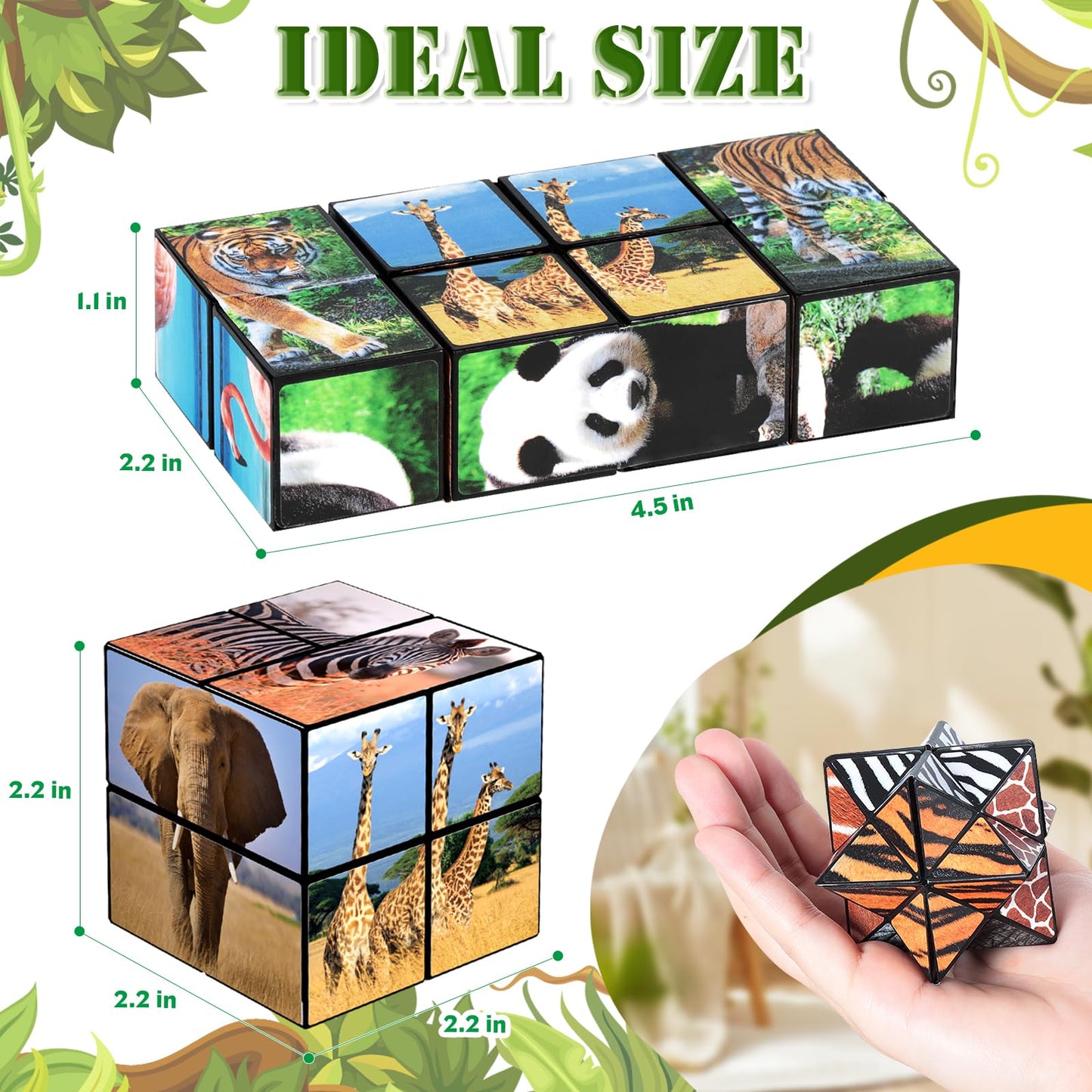 2 In 1 Star Cube Magic Cube Set, Infinity Cube Fidget Toy For Kids, Animal Toys For Ages 8-13, Travel Yoshimoto Cube For 6 7 8 9 10 11 Year-Old Boy Girls Gifts