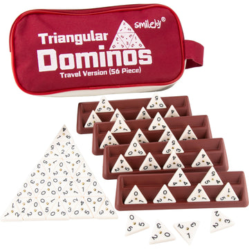 Smilejoy Triangle Domino Game - 56 Ivory Triangular Tiles with Brass Spinners, Standard Size, Ages 7+, 2-4 Players, Skill Training