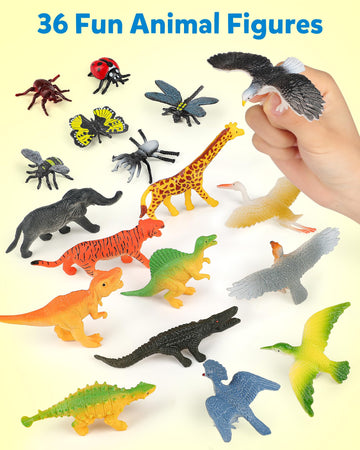 Coogam Sorting Toys For Toddles, Animals Figures Dinosaurs Birds Insects Cognition Matching Game Playset, Fine Motor Learning Activities Educational Toy Gift For 3 4 5 Year Old Kid