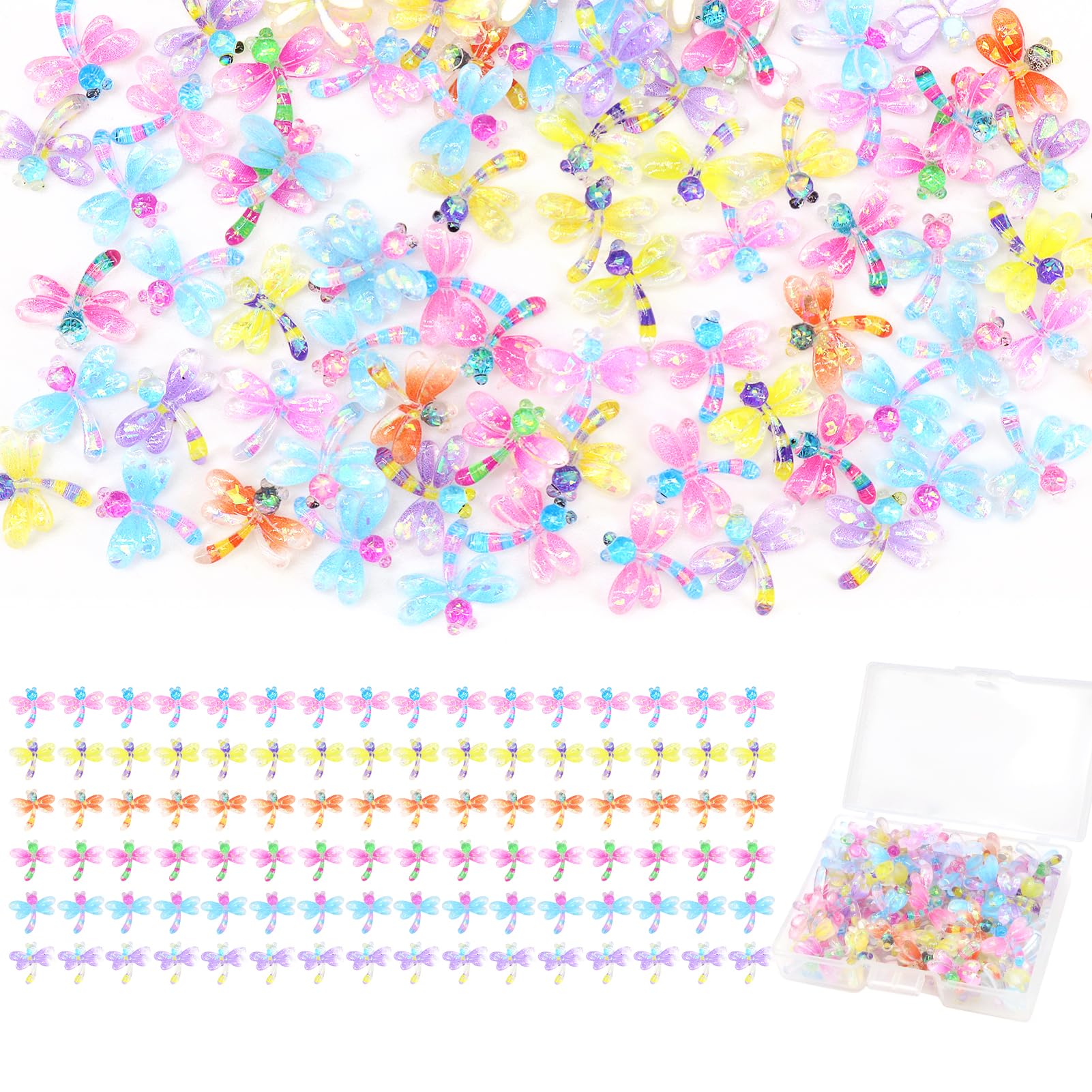 QUPIVA 90Pcs Mini Resin Dragonflies Figurine, Tiny Dragonfly Garden Decor for DIY Crafft Fairy Garden Dollhouse Micro Landscapin