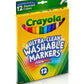 Crayola Ultra Clean Washable Markers, Fine Line Marker Set, Gift for Kids, 12 Count