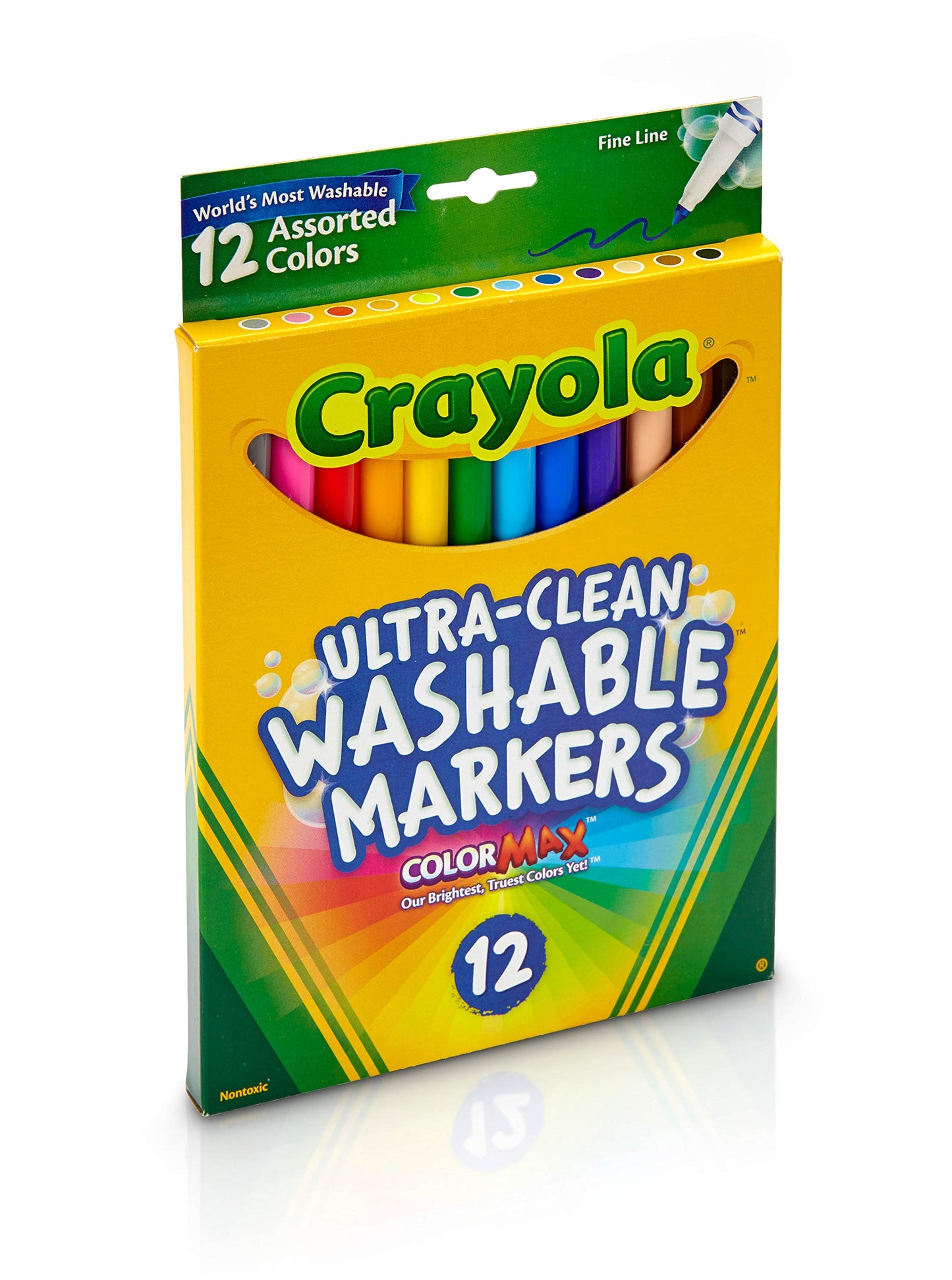 Crayola Ultra Clean Washable Markers, Fine Line Marker Set, Gift for Kids, 12 Count