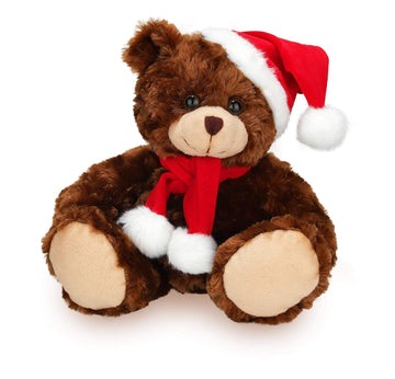 Plushland Adorable Soft and Hairy Santa Teddy Bear  Stuffed Animal Holiday Toys Christmas Accessories - A Perfect Toy Gift for Kids (6 Inches  Xmas Chocolate Bear)
