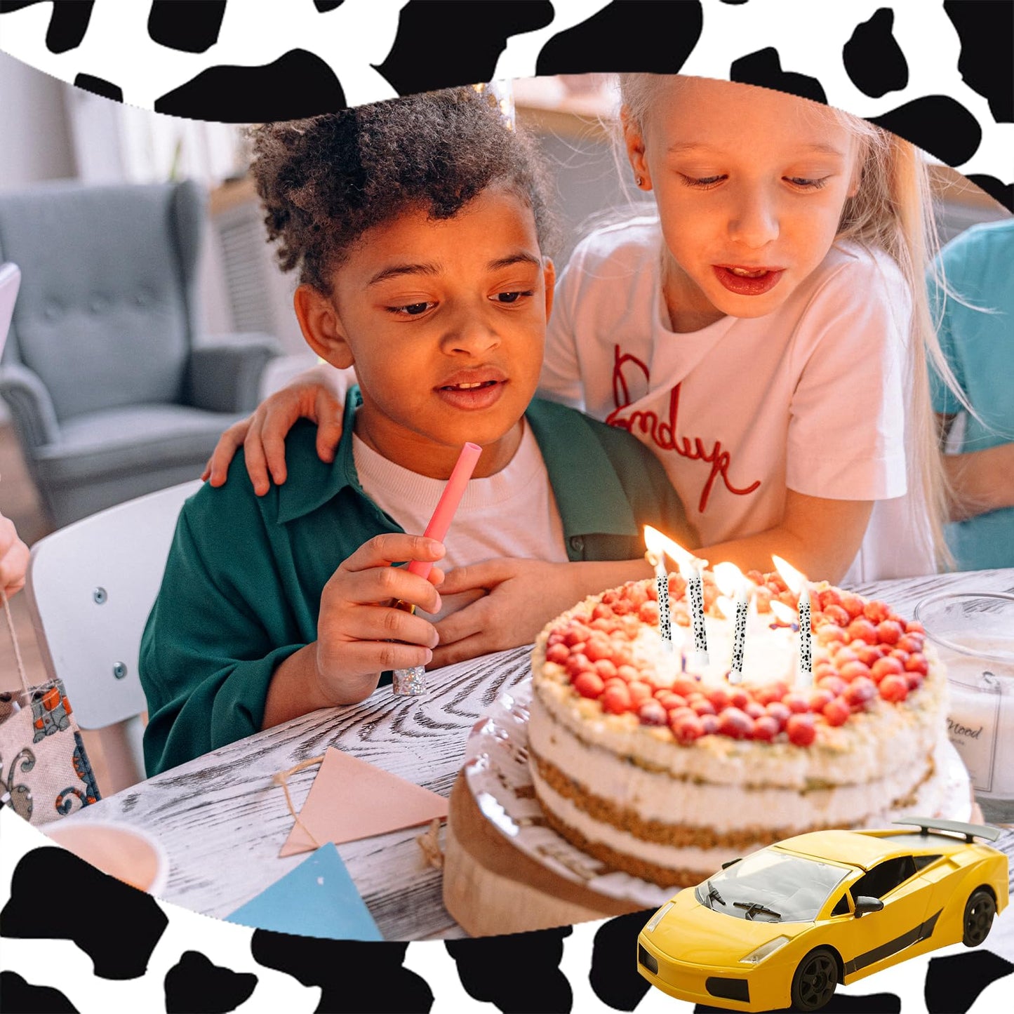 12pcs Cow Candles, Cow Print Cake Topper Birthday Party Candles Cake Decorations Baby Shower Birthday Farm Animal Theme for Girl