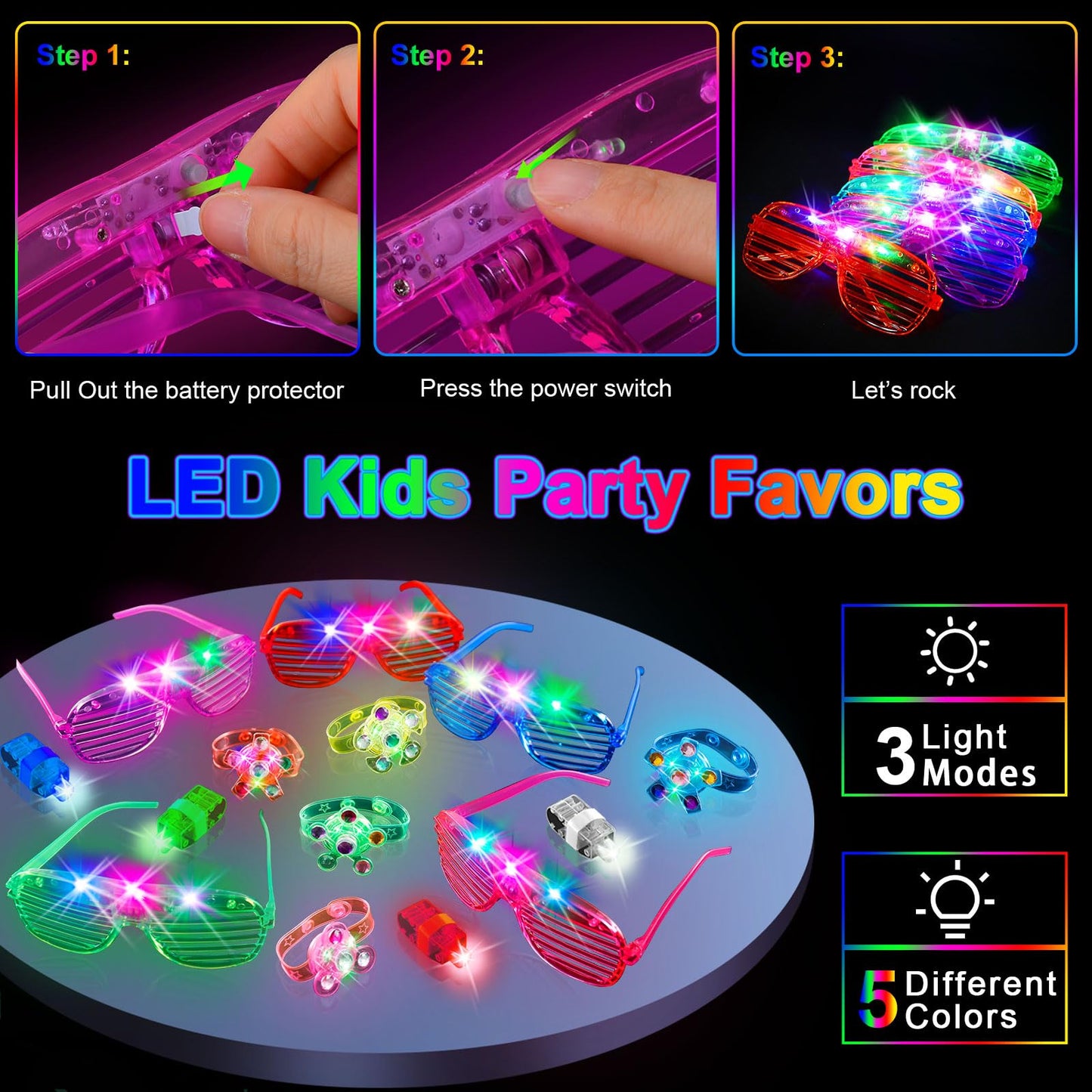 SHQDD 36PCS LED Light Up Fidget Spinner Bracelets, Glow in The Dark Party Favors for Kids 4-8 8-12,Goodie Bag Treasure Box Prize