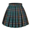 Girl'S School Uniform Plaid Pleated Costumes Skirts (M, Dark Green Mixed White)