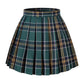 Womens Pleat Plaid Mini Skirt High Waist Short Skirts (Xl,Dark Green Mixed White)