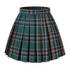 Womens Pleat Plaid Mini Skirt High Waist Short Skirts (Xl,Dark Green Mixed White)