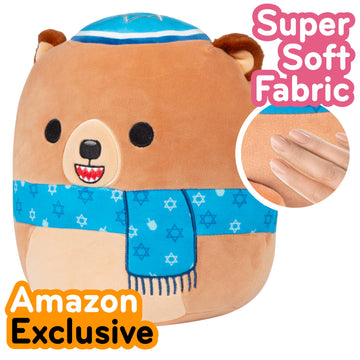 Squishmallows 10 Stokely Teddy Bear - Plush Collectible with Star of David Scarf, Brown, Small - Perfect Gift for Kids, Girls & Boys
