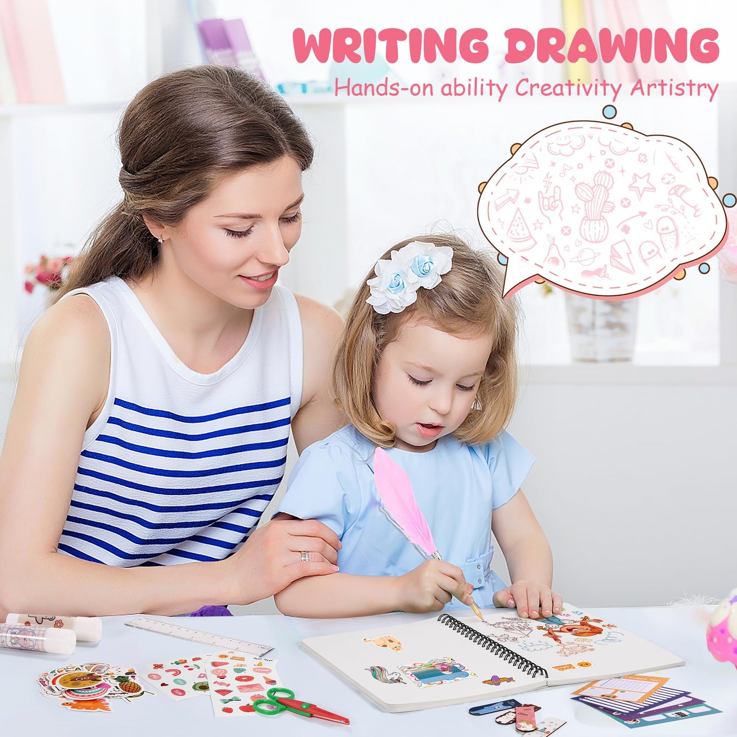 Gifts For 8 9 10 11 12 13 14 Year Old Girl - 123Pcs Diy Journal Kit For Girls,Toys For Ages 8-14 Girls And Birthday Gifts For Gi