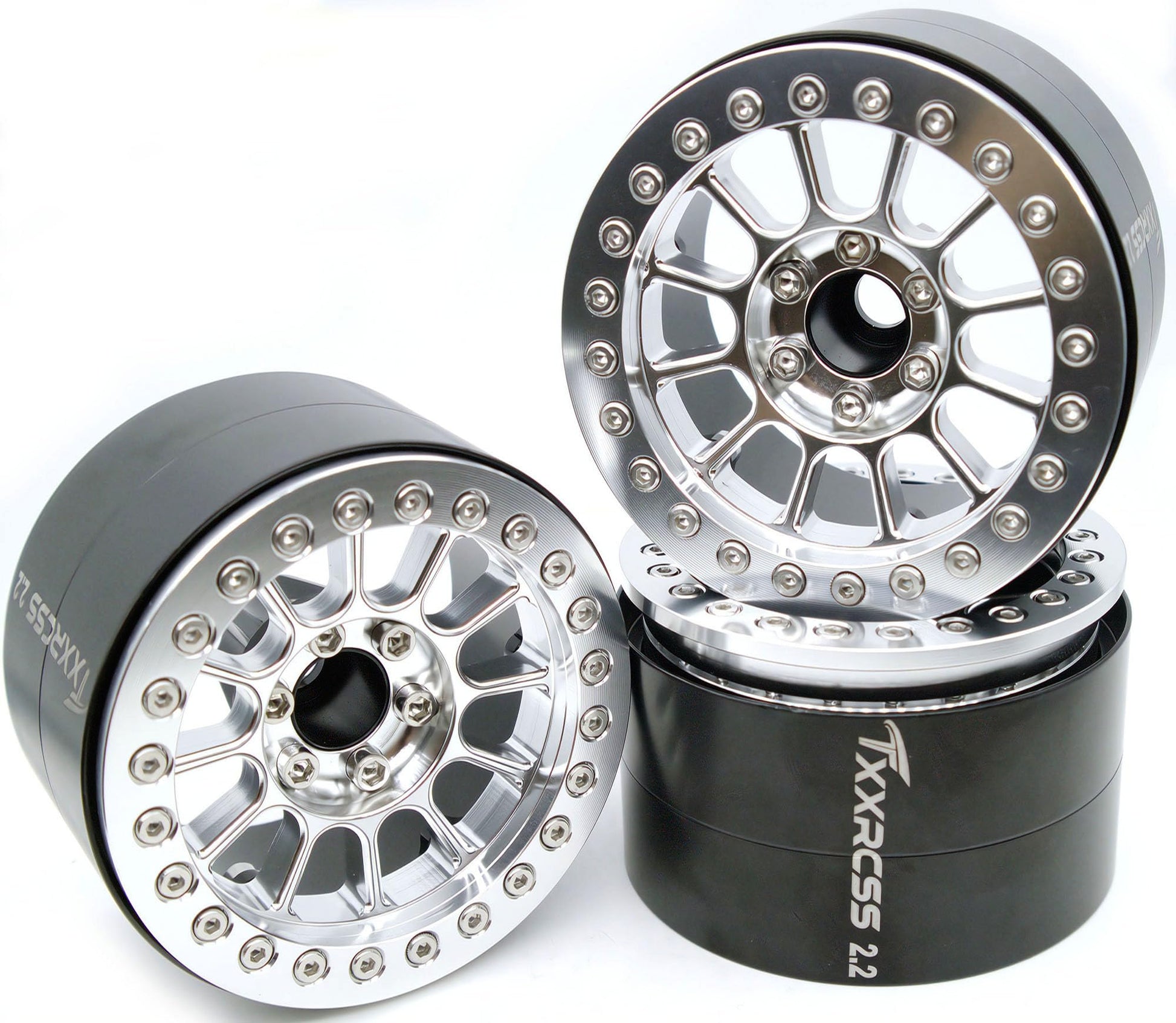 Txxrcss 200G Super Heavy Duty Rc 2.2 Beadlock Wheel 1/10 Crawler Upgrade 4Pcs Rims Hub For Axial Scx10 Trx4M(Silve)