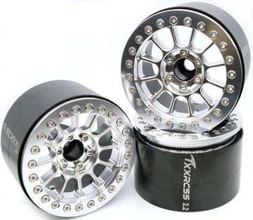 Txxrcss 200G Super Heavy Duty Rc 2.2 Beadlock Wheel 1/10 Crawler Upgrade 4Pcs Rims Hub For Axial Scx10 Trx4M(Silve)