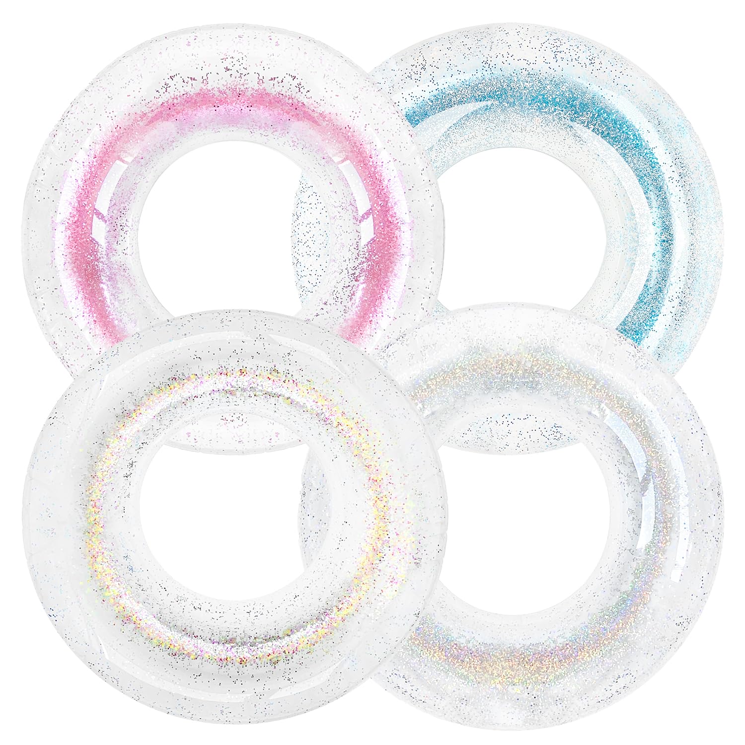 Polita Pool Float, Pool Floats Kids Summer Glitter Pool Tube With Confetti,Tube Pool Toys Beach Party, Transparent Inflatable Fl