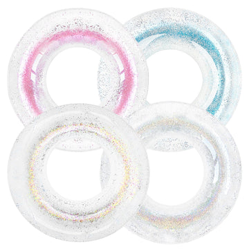 Polita Pool Float, Pool Floats Kids Summer Glitter Pool Tube With Confetti,Tube Pool Toys Beach Party, Transparent Inflatable Fl