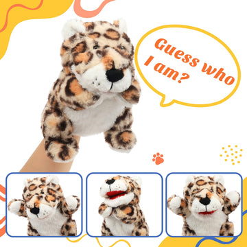 Cuteoy Plush Cheetah Hand Puppet Stuffed Animal Toy Open Movable Mouth Creative Role Play Storytelling Plushies Gifts For Kids Toddlers Birthday Christmas