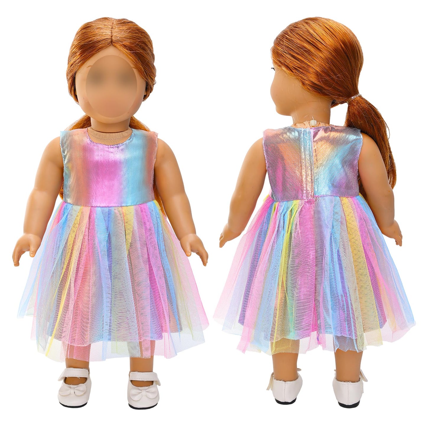 Barwa Doll Clothes And Accessories For 18 Inch Dolls Mermaid Casual Tutu Dress, Outfits, Swimsuit, Underwear… (J: 2 Pcs Rainbow Tutu Dresses)