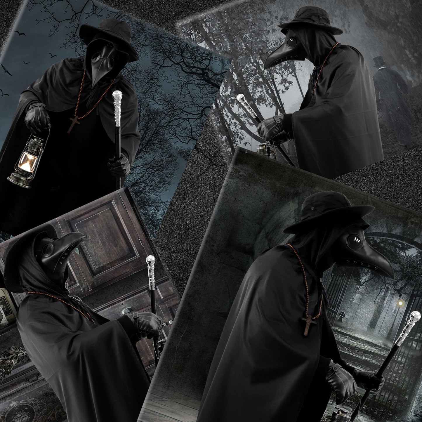WETRBWEH Scary Halloween Costumes for Men, Plague Doctor Costume Plague Doctor Mask for Party Prom Gifts