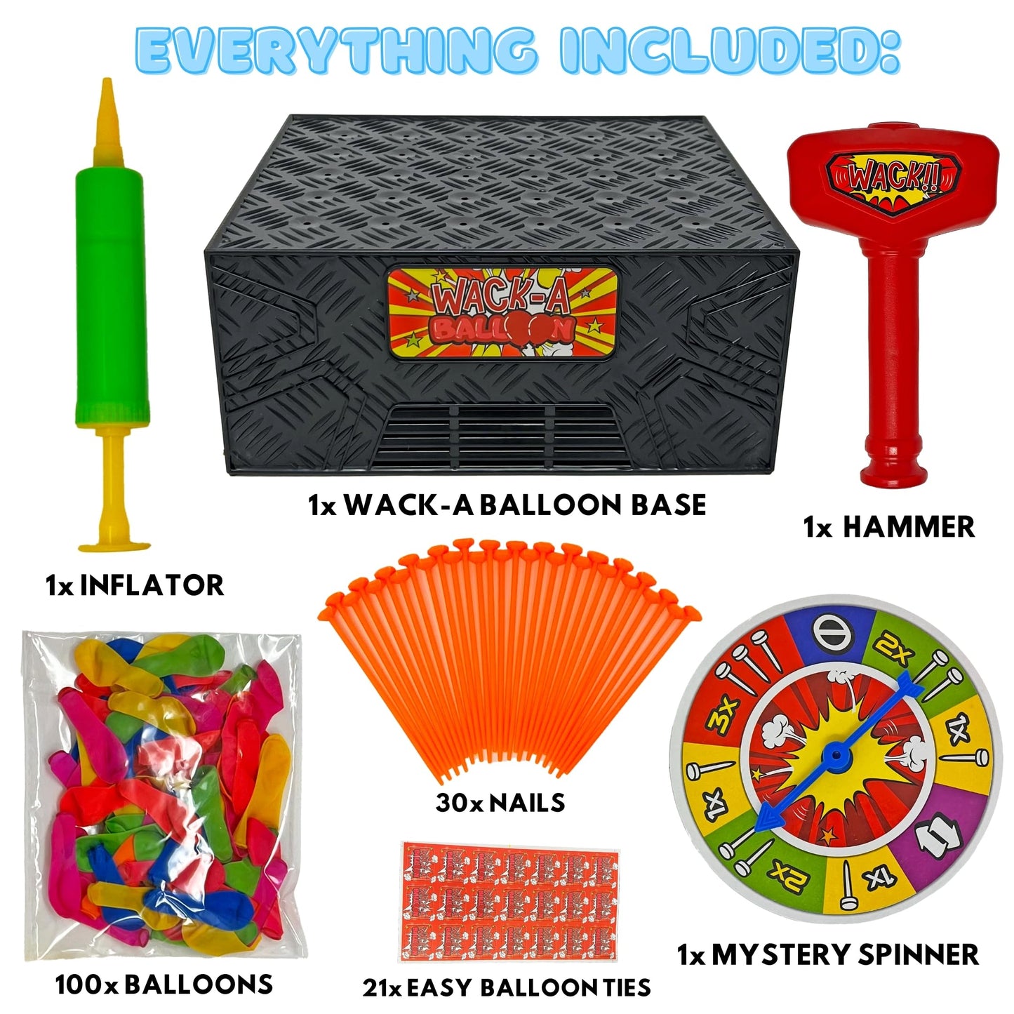 DiFFY Wack A Balloon Pop Game - Interactive Tabletop Activity, 5"x8"x10", Plastic, Birthday Gift for Ages 4+