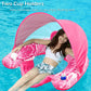 Jasonwell Pool Float with Canopy - Inflatable Pool Floaties mature-themed Floating Pool Chair Lounge Floats for Swimming Pool Water Chair Pool Lounger with Cup Holders Pool Toy Party Floaty for mature-themeds (R-XL)
