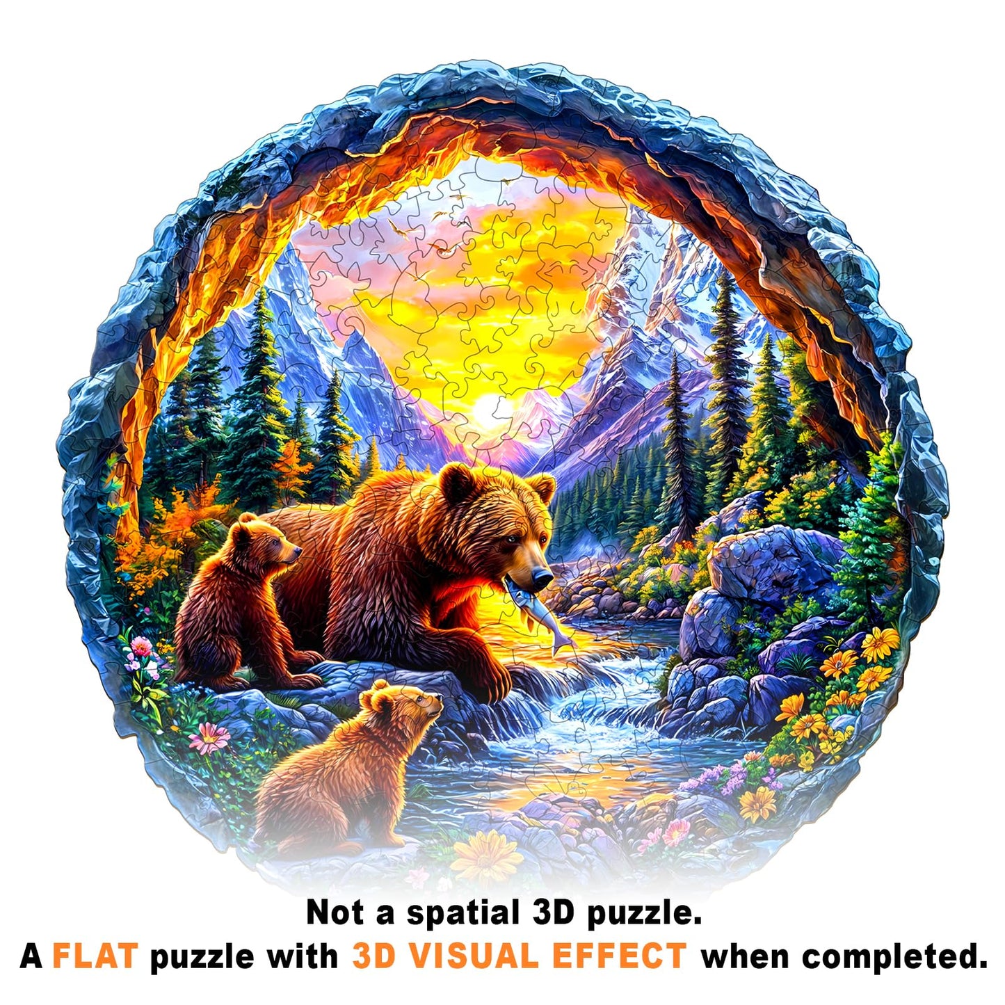 Wooden Puzzles for mature-themeds and Kids - Bear Family Wooden Jigsaw Puzzle - Unique Animal Shaped Wood Puzzles mature-themed - Creative Birthday Gift Family Game 290pcs
