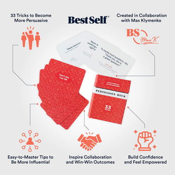 BestSelf Co. Persuasion Deck - 33 Skill Cards for Mastering Persuasion Tricks, Red
