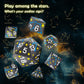 PJOY Metal Dice Set D&D Star DND Dice Set Polyhedral Dice for RPG Role Playing Games Dungeons and Dragons TTRPG Black Yellow Blu
