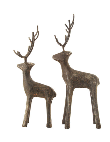 Creative Co-Op Metal Standing Deer Figures And Figurines, Grey