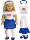 American Fashion World USA American Flag Outfit for 18-Inch Dolls | 5 Piece Set | enhanced Quality & Trendy Design | Dolls Clothes | Outfit Fashions for Dolls for Popular Brands