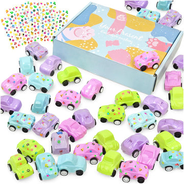 Vileafy 35 Toy Cars With Stickers, Pinata Stuffers And Prize Box Toys For Kids Classroom, Bulk Mini Cars For Kids Party Favors,