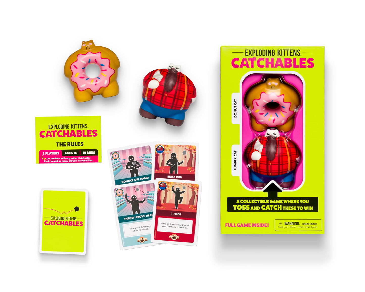 Exploding Kittens Catchables #1: Lumber Cat & Donut Cat  Collectible Toy Tossing Games - Family Games  mature-themed Games  Fun Games  Party Games & Travel Card Games for mature-themeds & Kids Ages 8+