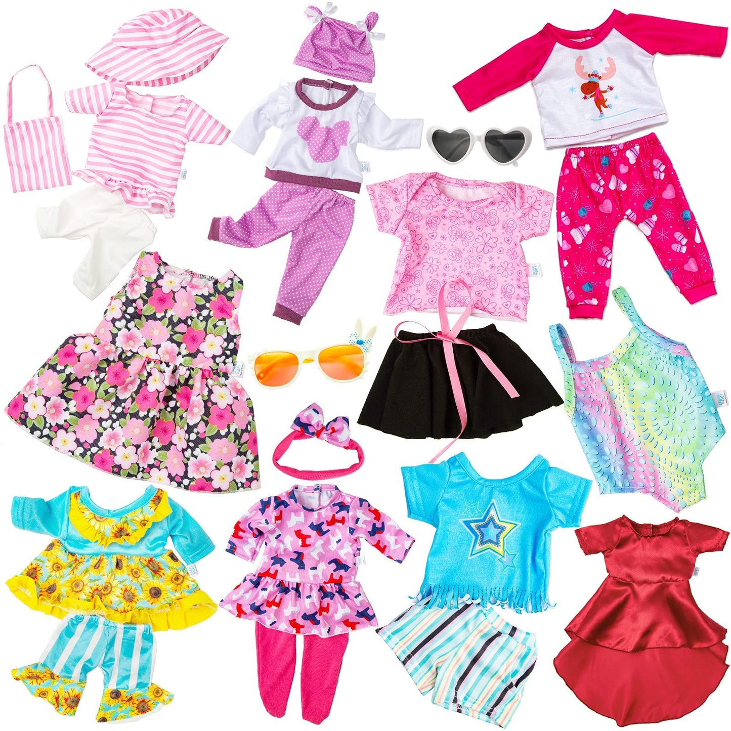 BDDOLL 23 Pcs 18 Inch Girl Doll Clothes and Accessories for 18 Inch Doll Dress with Our Generation Dolls Including 10 Complete S
