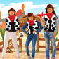 18 Pcs Kids Western Costume Set Include 6 Western Cowboy Felt Hat With 6 Bandanna 6 Cow Vest Tops For Boys Girls Halloween (Brown)