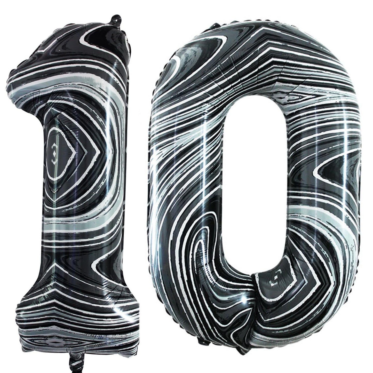 Goer Number 10 Balloons For 10Th Birthday Party Decorations,42 Inch Jumbo Foil Helium Balloons For 10Th Anniversary (Marble Black)