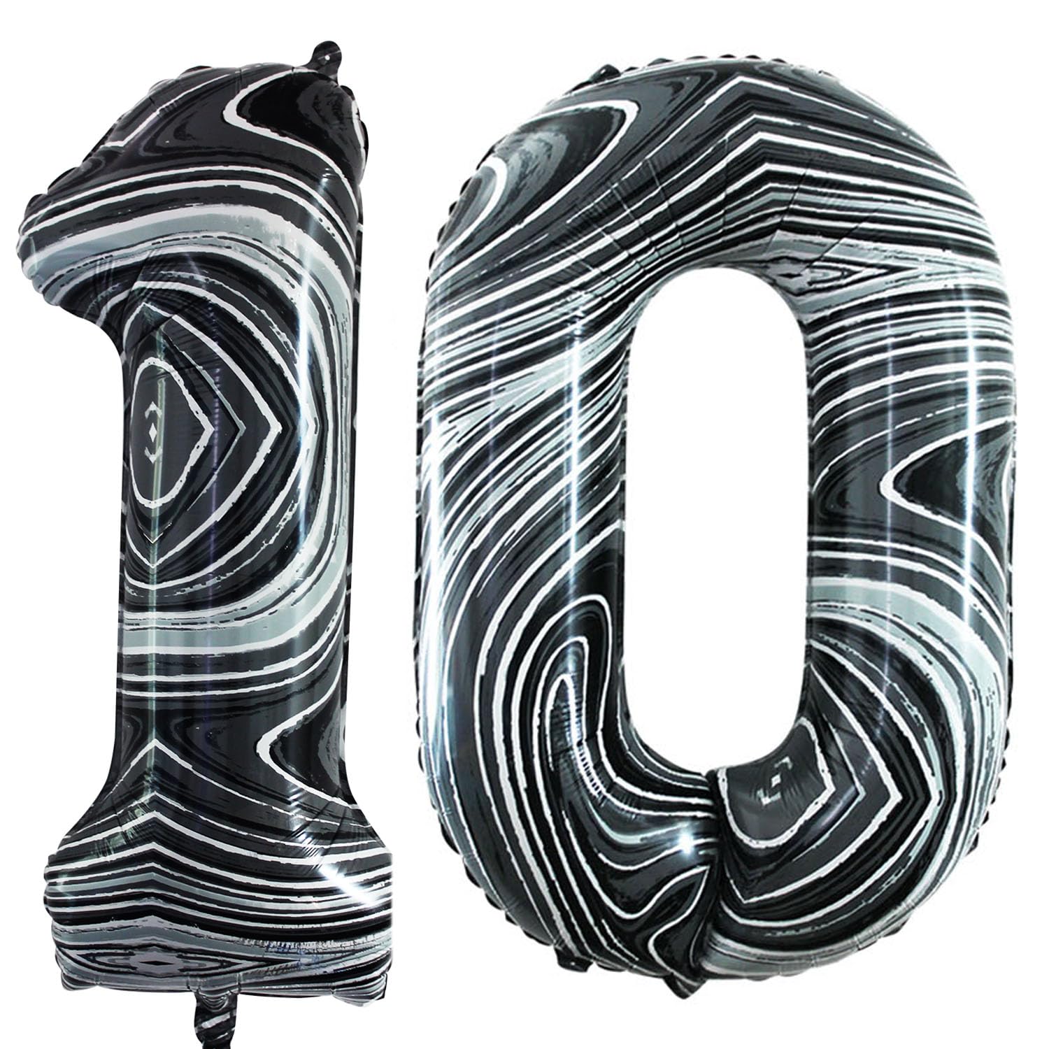 Goer Number 10 Balloons For 10Th Birthday Party Decorations,42 Inch Jumbo Foil Helium Balloons For 10Th Anniversary (Marble Black)