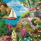 Springbok Stairway To Serenity 500 Piece Jigsaw Puzzle For Adults By Arist Alan Giana - Colorful Garden By The Ocean - Finished Size 23.5' X 18'