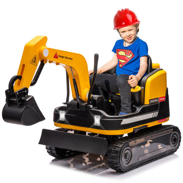 Joyldias 360 Degree Rotating Ride On Excavator And Bulldozer,12V12Ah Battery Powered Ride On Toy Backhoe W/Track Design Wheels F