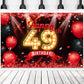 Happy 49Th Birthday Banner Backdrop Red And Black 49 Years Old Background Bday Decorations For Women Men Photography Party Supplies Glitter
