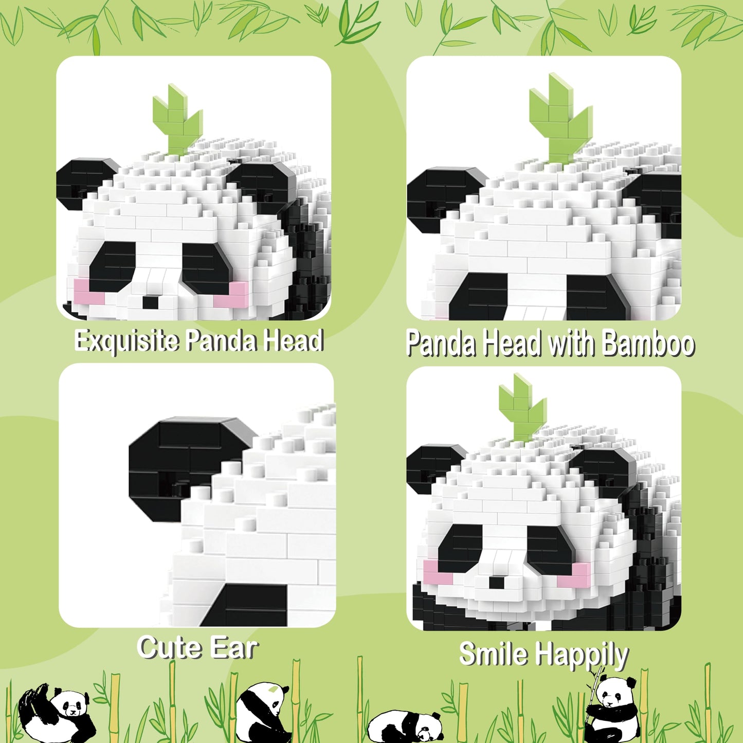 Mjddja Mini Building Blocks- Crawling Panda, Party Favors- Micro Blocks Panda Toy For Kids 6 7 8 9 10+, Mini Blocks Building Set