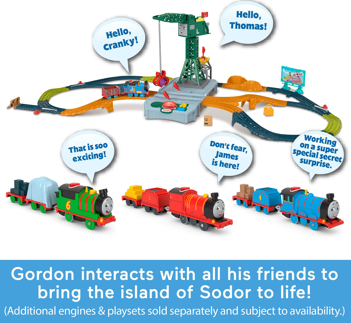 Thomas & Friends Motorized Toy Train Talking Gordon Battery-Powered Engine With Sounds & Phrases For Pretend Play Preschool Kids Ages 3+ Years