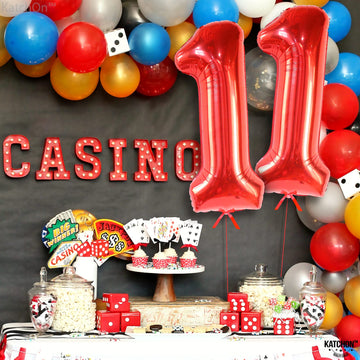 Katchon, Giant Red 11 Balloons Number - 40 Inch | 11 Year Old Balloon | Red 11 Balloon Number, 11Th Birthday Decorations For Boys | Red 11 Birthday Balloon For 11Th Birthday Party | 11Th Anniversary