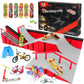 Hamino 14 in 1 Fingerboard Skate Park Ramp Kit, Finger Skateboards Toys with Scooter Bike Skate Canvas Shoes Finger Shorts, Mini