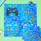 Wernnsai Blue Video Game Party Paper Plates Cups Napkins - 64 Pcs Gamer Birthday Party Decorations For Boys Gaming Night Tableware Set Disposable Dinner Dessert Plates Napkins Cups Serves 16 Guests