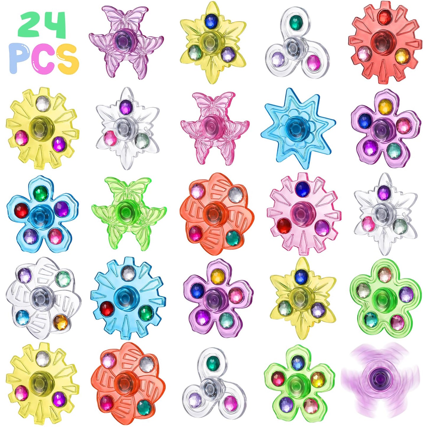 SCIONE 24 Pcs Mini Fidget Spinners Bulk Stress Reduction and Anxiety Relief Hand Spinner Fidget Sensory Toys for Kids  Birthday Party Favors Canival Treasure Box Toys for Classroom Prizes Supplies